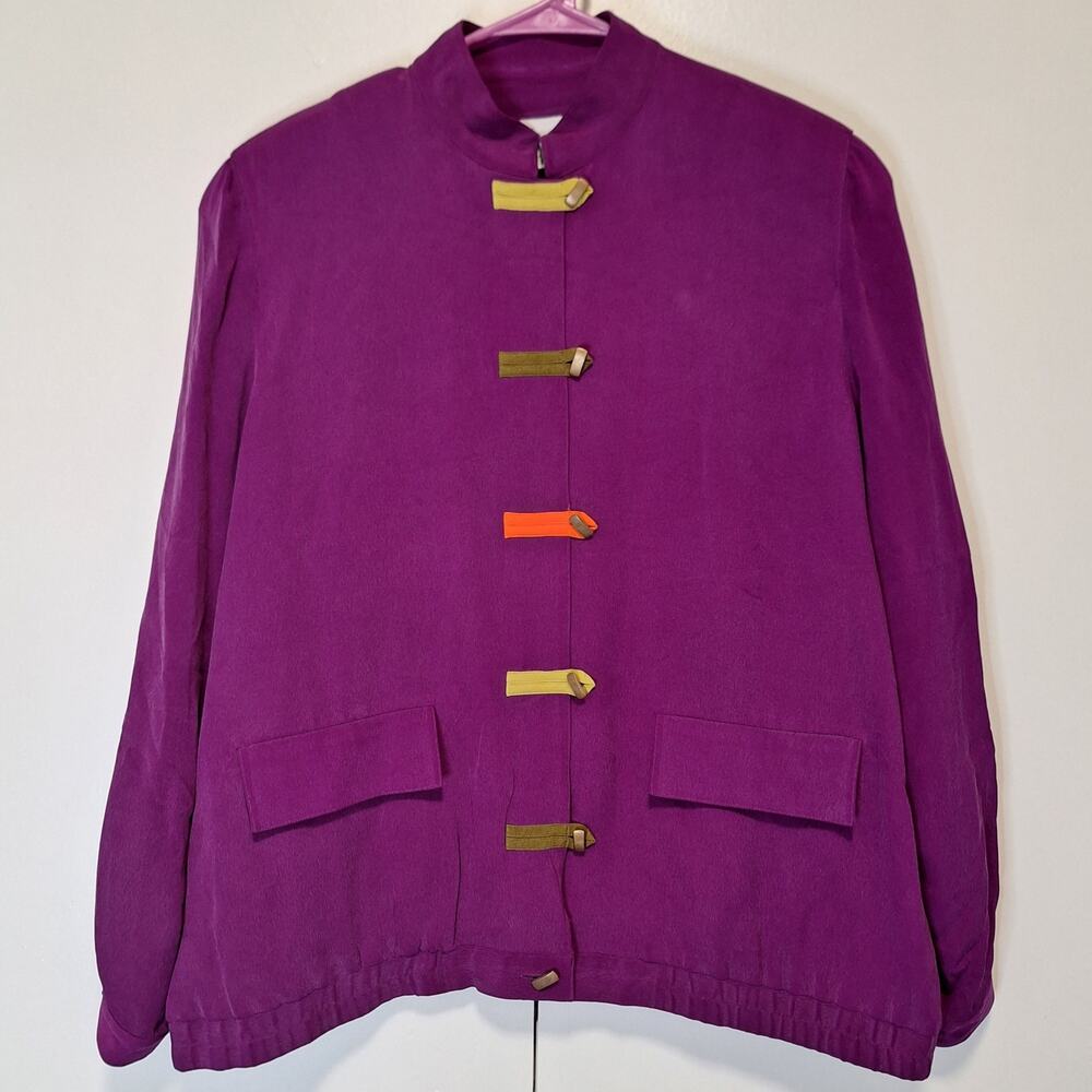 Miller Shor Vintage Silk Jacket Womens Sz 8 Purple with Pockets